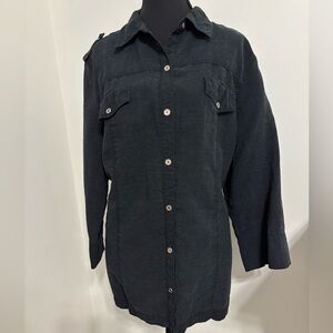 Chicos size 3 (size XL) Black lightweight linen-like woven blouse 3/4 sleeves